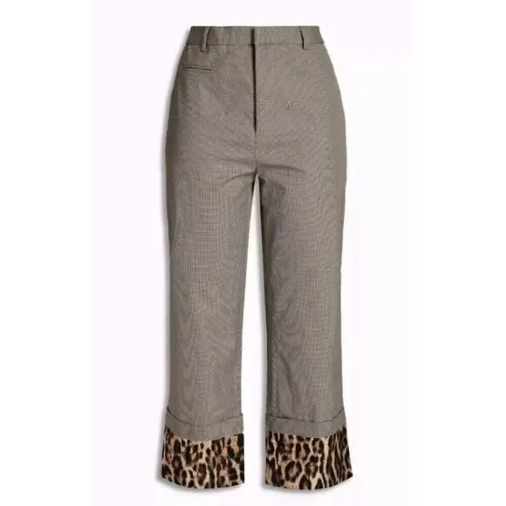 R13 Mini Houndstooth Trouser Leopard Print Silk Cuff 25 - Picture 3 of 11